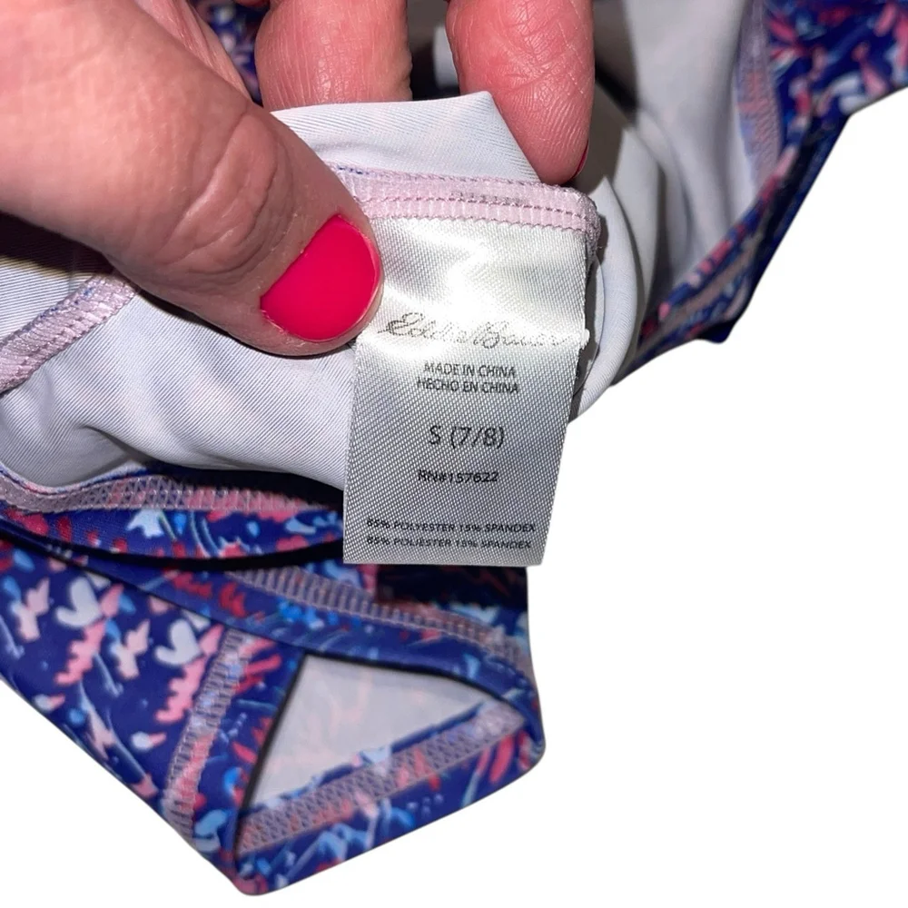 Eddie‎ Bauer Girls Size Small 7/8 Rash Guard Short Sleeve Swim Shirt Purple EUC